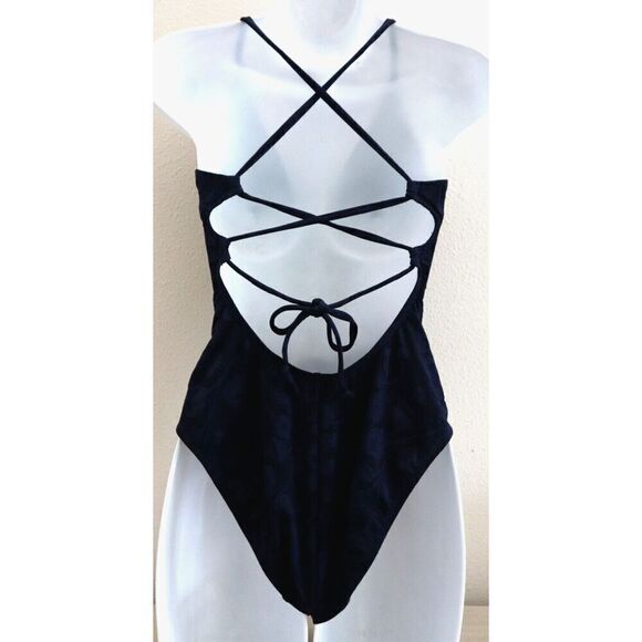 Robin Piccone 193213 Women's Sz 6 Navy Blue Floral One Piece Swimsuit - Picture 2 of 10